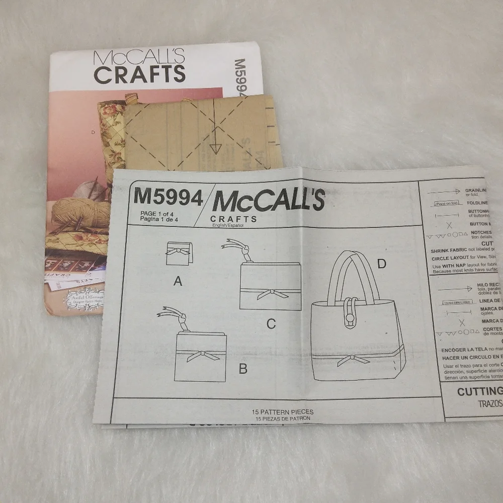 McCall's M5994 Tote, zip cases ,needle case, new and uncut